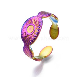 Anello ovale in acciaio inossidabile 304 con malocchio&nbsp;RJEW-N038-095