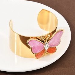 Braccialetti a polsino in acciaio inossidabile 304 e acrilico per donna&nbsp;BJEW-A049-05G-01
