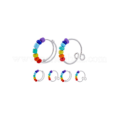 10 Stück 2 Stil Regenbogenfarben Glasperlen drehbare offene Manschettenringe Set&nbsp;RJEW-DC0001-15