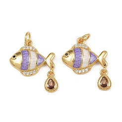 Pendentifs avec zircon cubiques à micro-pavés en laiton&nbsp;KK-L241-18G
