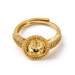 Runde verstellbare Ringfassungen aus Messing mit Mikropflaster und klarem Zirkonia&nbsp;KK-D378-35G
