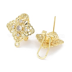 Hallazgo de aretes de circonita cúbica micro pavé de latón con rombo hueco&nbsp;KK-E083-10G