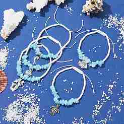 Pulsera con dijes de tema oceánico de aleación estilo tibetano&nbsp;BJEW-JB09891