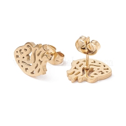 Orecchini a bottone in acciaio inossidabile 304 a forma di cuore anatomico per donna&nbsp;EJEW-Z017-07G