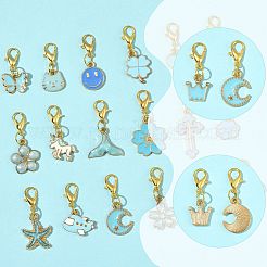 20 pz 20 stili decorazioni pendenti in lega smaltata&nbsp;HJEW-FS00044