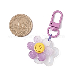 5 ciondolo decorativo a forma di fiore sorridente in acrilico di 5 colori&nbsp;HJEW-JM03872