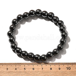 Elastisches Armband aus synthetischem Hämatit mit runden Perlen&nbsp;BJEW-F203-10