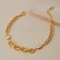 Pulseras de eslabones de latón y perlas de imitación&nbsp;WG29672-01