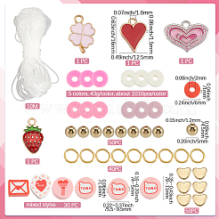 DIY-Sets zum Basteln von Stretch-Armbändern mit Polymer-Tonperlen und Emaille-Legierung zum Thema Valentinstag&nbsp;DIY-SP0003-43