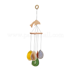 Windspiel-Anhänger aus Holz und natürlichem Achat&nbsp;HJEW-H054-05
