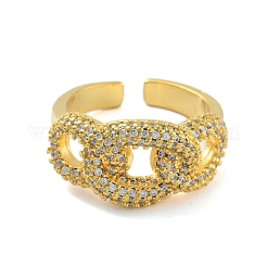 Anello a polsino aperto con catena barbazzale ovale e zirconi trasparenti&nbsp;RJEW-L120-008G