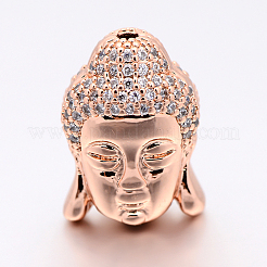 Cz latón micropave grado aaa cubic zirconia 3d cuentas de cabeza de buda&nbsp;ZIRC-L012-03-NR