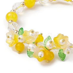 Braccialetti regolabili da donna con perline intrecciate in vetro e acrilico&nbsp;BJEW-JB10446-04