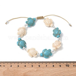 Bracelets ajustables en turquoise synthétique et perles tressées d'hématite non magnétique&nbsp;BJEW-JB13730-01