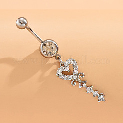Bauchnabelringe aus Messing mit klarem Zirkonia in Herzform&nbsp;WG0D96C-01