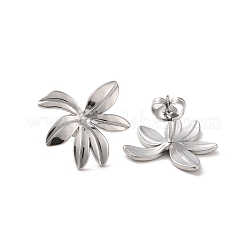 Pendientes de botón de acero inoxidable 304 con diseño de flor que no se deslustra para mujer&nbsp;EJEW-L272-031P-02