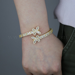 Schmetterling Messing Micro Pave klare Zirkonia Scharnier Armreifen für Frauen&nbsp;FS-WG0F47F-04