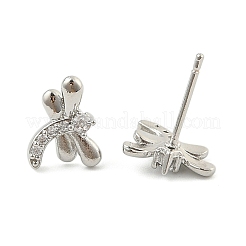 Boucles d'oreilles en laiton zircon cubique micro pavé clair&nbsp;EJEW-R016-26P-10