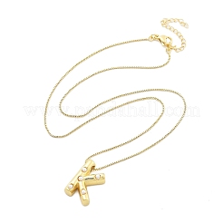 Colliers à chaîne en forme de boîte avec pendentif en forme de lettre en laiton et en plastique pour femmes&nbsp;LS-NJEW-U017-01G-11