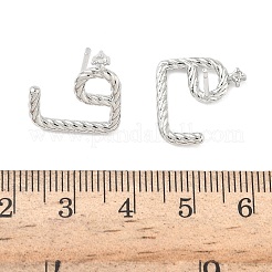 Pendientes de botón con micropavé de circonitas cúbicas transparentes de latón retorcido&nbsp;EJEW-G452-05P