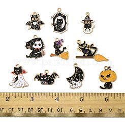 10pcs 10 Arten Halloween-Legierungs-Emaille-Anhänger&nbsp;ENAM-FS0003-83