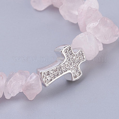 Rosa naturale perle di quarzo si estendono braccialetti&nbsp;BJEW-JB03926-01
