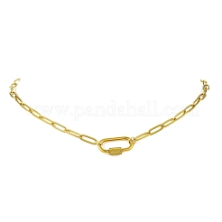 Halsketten aus 4 mm dickem Edelstahl 304 mit Büroklammerketten und Karabinerverschluss für Damen&nbsp;NJEW-JN06229