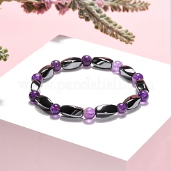 Runde natürliche Amethyst-Stretch-Armbänder&nbsp;BJEW-G072-10