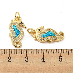 Micro pavé di zirconi in ottone con pendenti in opale sintetico&nbsp;KK-D096-06D-G