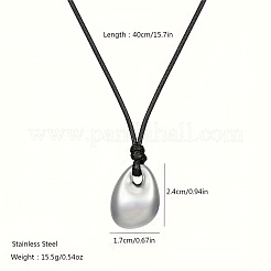 Collier minimaliste en acier inoxydable avec pendentif en forme de larme et cordon coulissant en cuir PU noir pour femme&nbsp;DD9324-2