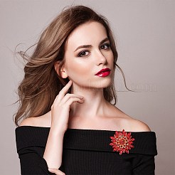 Broches fleur en strass&nbsp;JEWB-WH0022-91