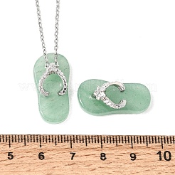 Colgante de chanclas de aleación de aventurina verde natural con cadena de cable de acero inoxidable 304&nbsp;GG-CBAFD22-01C-02