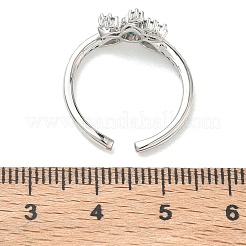 Anillos abiertos de latón con micro pavé de circonita cúbica&nbsp;RJEW-Z145-06P