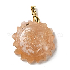 Pendenti in diaspro naturale con fiori di ciliegio&nbsp;G-E043-01A-10G
