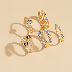Zinklegierung mit Strass-Fingerring-Sets für Damen&nbsp;FS-WG6B301-01