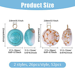 52 pieza de 2 estilos de colgantes de concha de ojo de Shiva natural&nbsp;PALLOY-CA00035