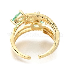 Offene Manschettenringe aus Messing mit Mikropflaster und Zirkonia für Damen&nbsp;RJEW-M022-35G