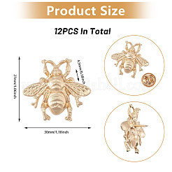 12 Stück Bienen-Broschen aus Legierung für Rucksackkleidung&nbsp;JEWB-CA0001-53G