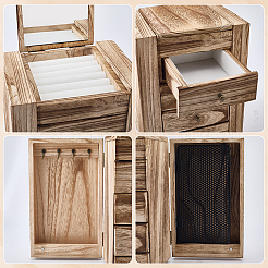 Cajas organizadoras de joyas de madera de gran capacidad de múltiples capas con espejo y 4 cajón&nbsp;CON-WH0117-02