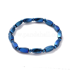 Pulsera elástica con cuentas rectangulares torcidas de hematita sintética para hombres y mujeres&nbsp;G-C006-10