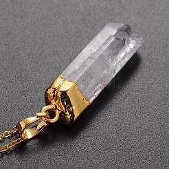 Laiton cristal naturel colliers crayon pendentif&nbsp;NJEW-JN01141