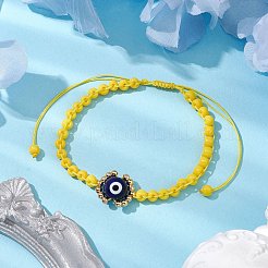 Lampwork fait à la main mauvais œil et perles de rocaille en verre bracelets de perles tressés&nbsp;BJEW-MZ00090-02