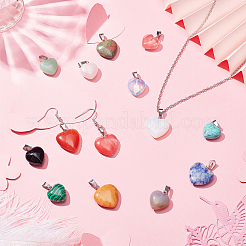 25pcs pendentifs en pierres précieuses naturelles et synthétiques coeur&nbsp;PH-G-G755-01