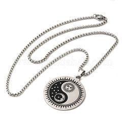Collana con ciondolo in acciaio inossidabile 201 antiossidante con catene a scatola&nbsp;NJEW-H015-02P