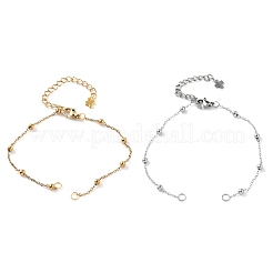 2 stücke 2 farben 304 edelstahl runde ball kabel kette armband machen&nbsp;AJEW-JB01331
