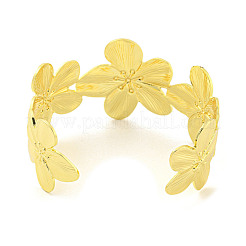 Offene Armreifen aus Messing mit Blumenständerbeschichtung für Damen&nbsp;BJEW-P322-05G