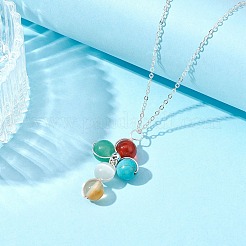 Set di gioielli con croce con pietre preziose naturali e sintetiche&nbsp;SJEW-JS01284-02