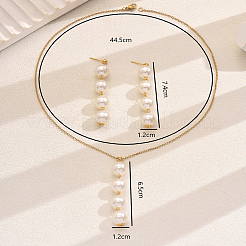 Eleganti orecchini e collane in acciaio inossidabile e plastica rotonda con perle finte per le donne&nbsp;QM1895