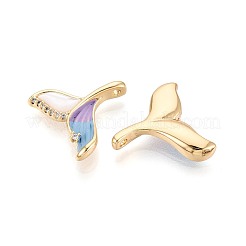 Pendentifs en laiton peint par pulvérisation avec micro pavé de zircons cubiques et coquillages&nbsp;KK-T072-38G