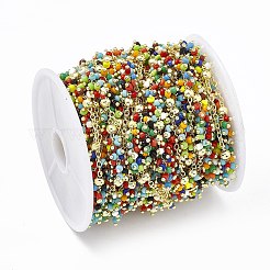 Chaînes à maillons en perles de verre faites à la main&nbsp;CHC-F015-21G